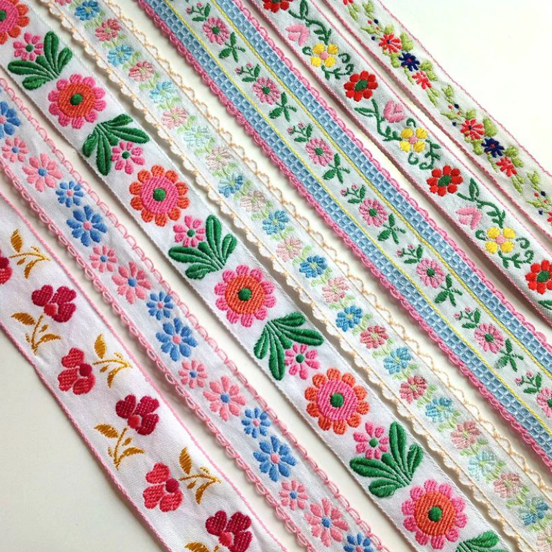 0.7~1.5 Inch 18MM~35MM Flower Jacquard Ribbon Handmade Lace 3YARD