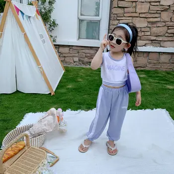 

summer kids clothes set girls clothing set vest +pants sports clothing set