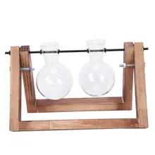 Деревянный современный стиль стеклянная настольная Цветочная Свадебная декоративная ваза с деревянным подносом аксессуары для украшения дома