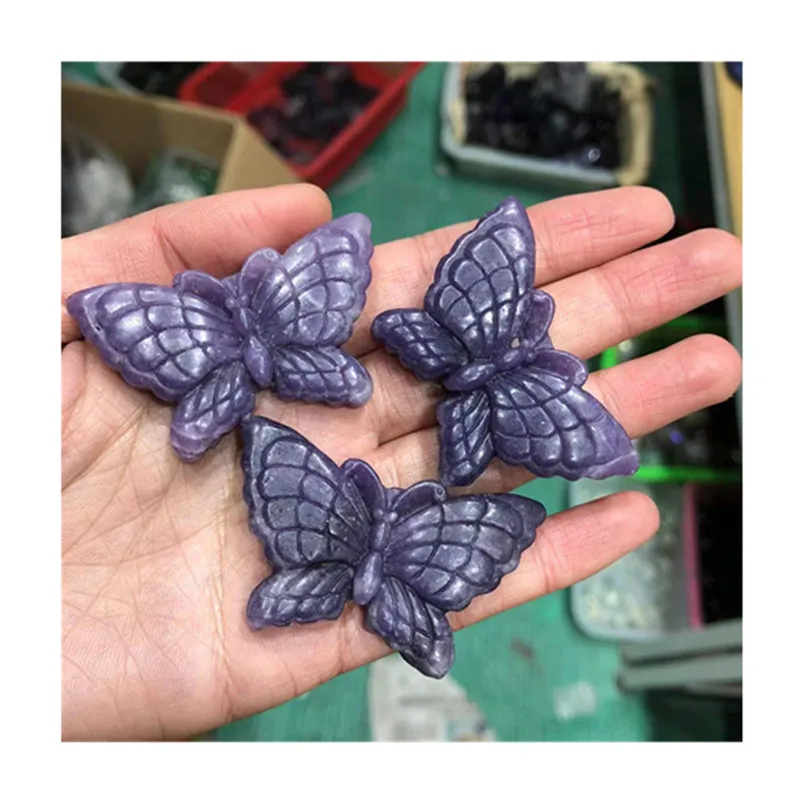 

Natural Carved Lepidolite Butterfly Crystal Healing Gemstone For Sale