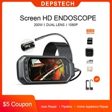 DEPSTECH-cámara endoscópica con pantalla IPS LCD de 4,5 pulgadas, cámara de inspección Digital de 2.0MP, 5.0MP, HD, con 6 LED para inspección de drenaje de alcantarillado de coche