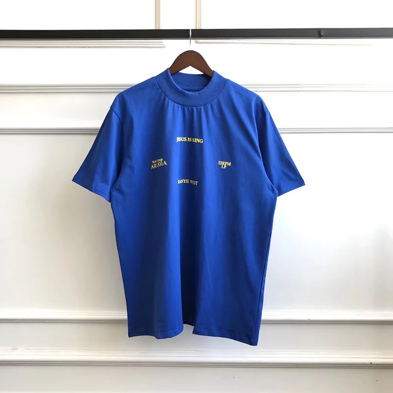 

KANYE West Turtleneck Pure Cotton Men and Women T Shirt Harajuku Loose Casual T-shirt Hop Hop Summer Tshirt