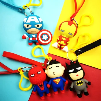 

Super Hero Pendant Iron Man US Captain PVC Stereo Soft Glue Drops Doll Keychain boyfriend gift Trendy accessories key chain