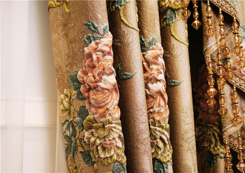 Европейские королевские плотные 4D жаккардовые шторы с тиснением декоративный пол шторы для гостиной коричневые высококачественные шторы для спальни