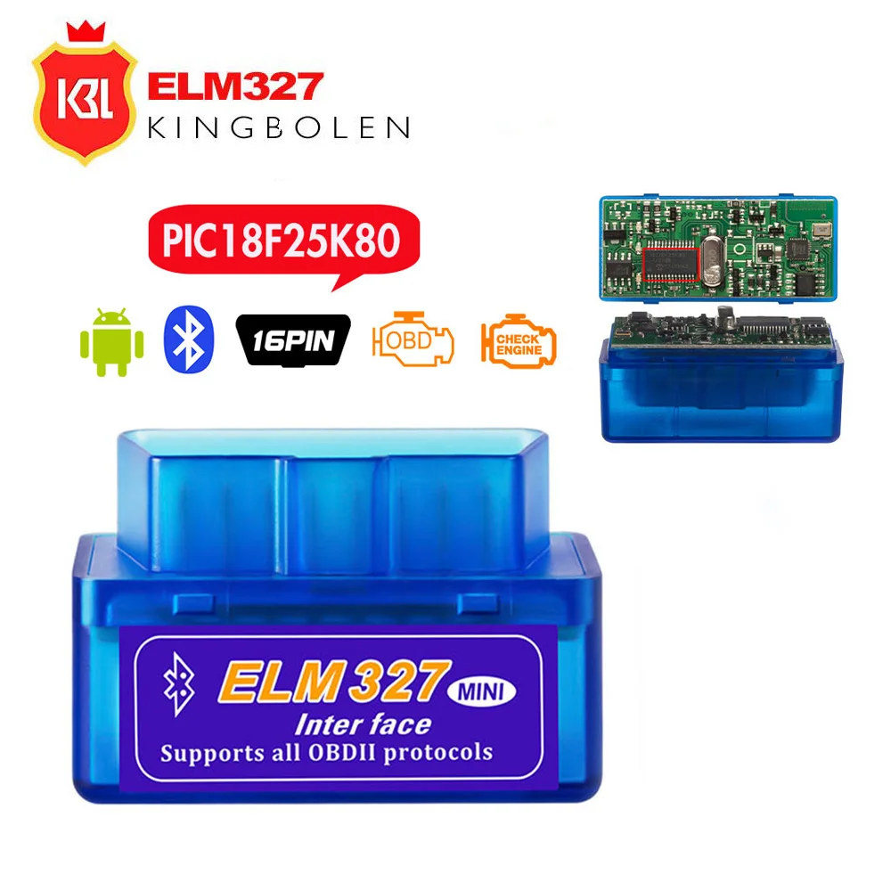 For Ford ELM327 OBD2  Bluetooth Scanner Android Diagnostic Scan Tool 12V Bule 