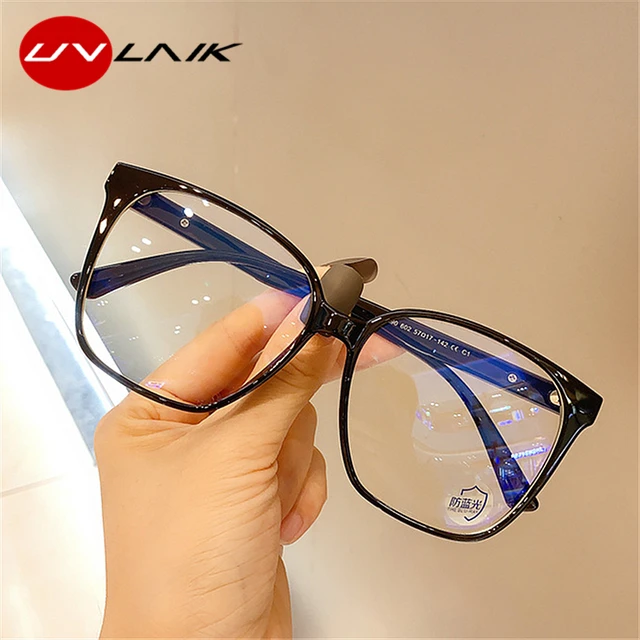 نظارات طبية من UVLAIK, إطارات نظارات مربعة شفافة ذات إطار أزرق حجب الضوء  للعناية بالرؤية بإطارات نظارات للكمبيوتر كبيرة الحجم _ - AliExpress Mobile
