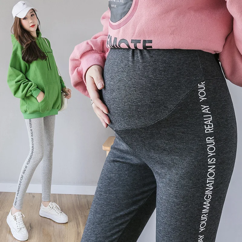 

2019 Autumn Clothing New Style Pregnant Women Pure Cotton Side Edge English Leggings Elasticity Slim Fit Skinny Pants