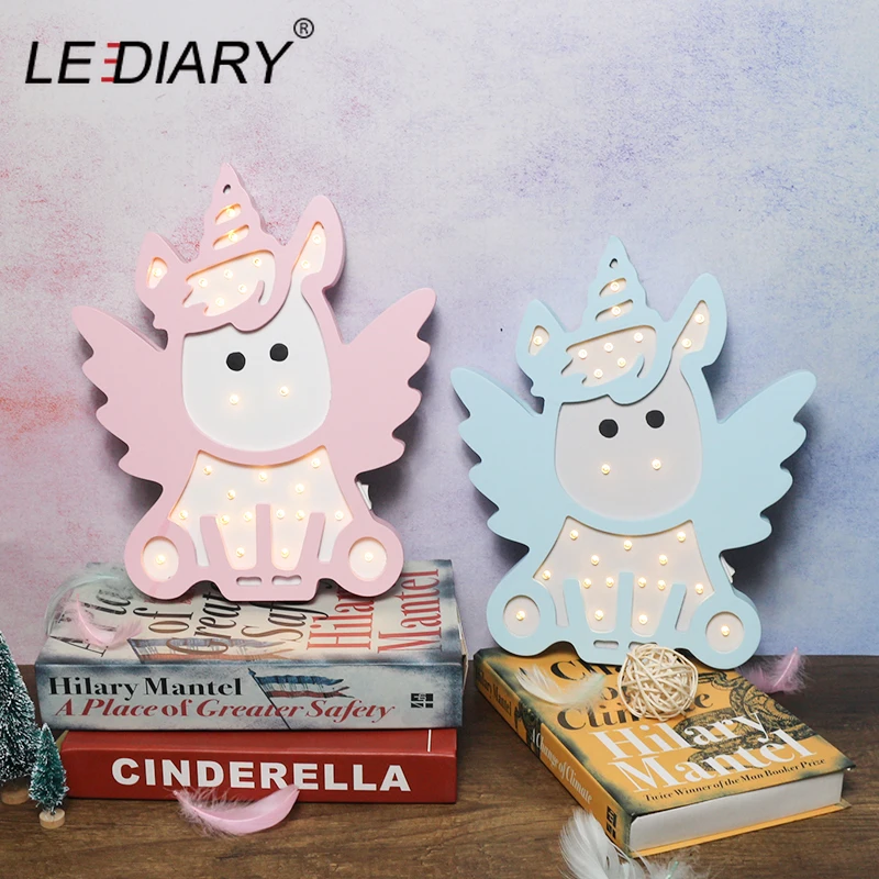  LEDIARY Animal Wooden Unicorn Night Lights Owl Dinosaur Bear Cat Elephant Room Decor Night Desk Tab - 33027443195
