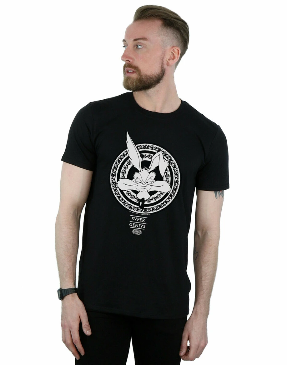 Looney Tunes Men'S Wile E Coyote Super Genius T-Shirt Teenage Pop Top Tee Shirt |