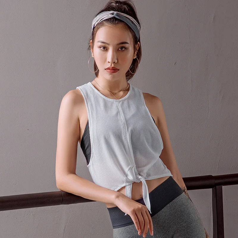 

New Style Sports Vest Women's Summer Loose Yoga Jacket Sleeveless Quick-drying T-shirt Thin Running Training Fitness Blouse