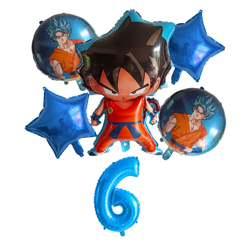 6 шт./компл. мультфильм 7 Dragon Ball Гоку фольги воздушный шар 32 дюймов набор воздушных шаров с номером на день рождения декоративные Детские игрушки кампус Вечерние - Цвет: Blue-6