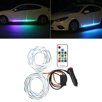 

Universal 12V Car Door Welcome Lights 150CM Flexible LED Strip Light Automobiles Door Welcome Lamp Remote control Accessories