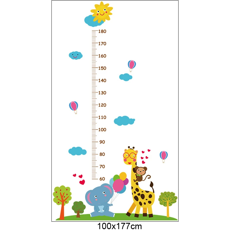 [Fundecor] Детские наклейки на стену с изображением жирафа, слона, высоты, детская комната, детская спальня, декор на стену, наклейки, фрески, самоклеющиеся