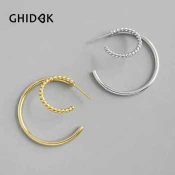

GHIDBK Dainty 925 Sterling Silver Double C Stud Earrings Layered Twisted Statement Earring Studs Minimalist Earring