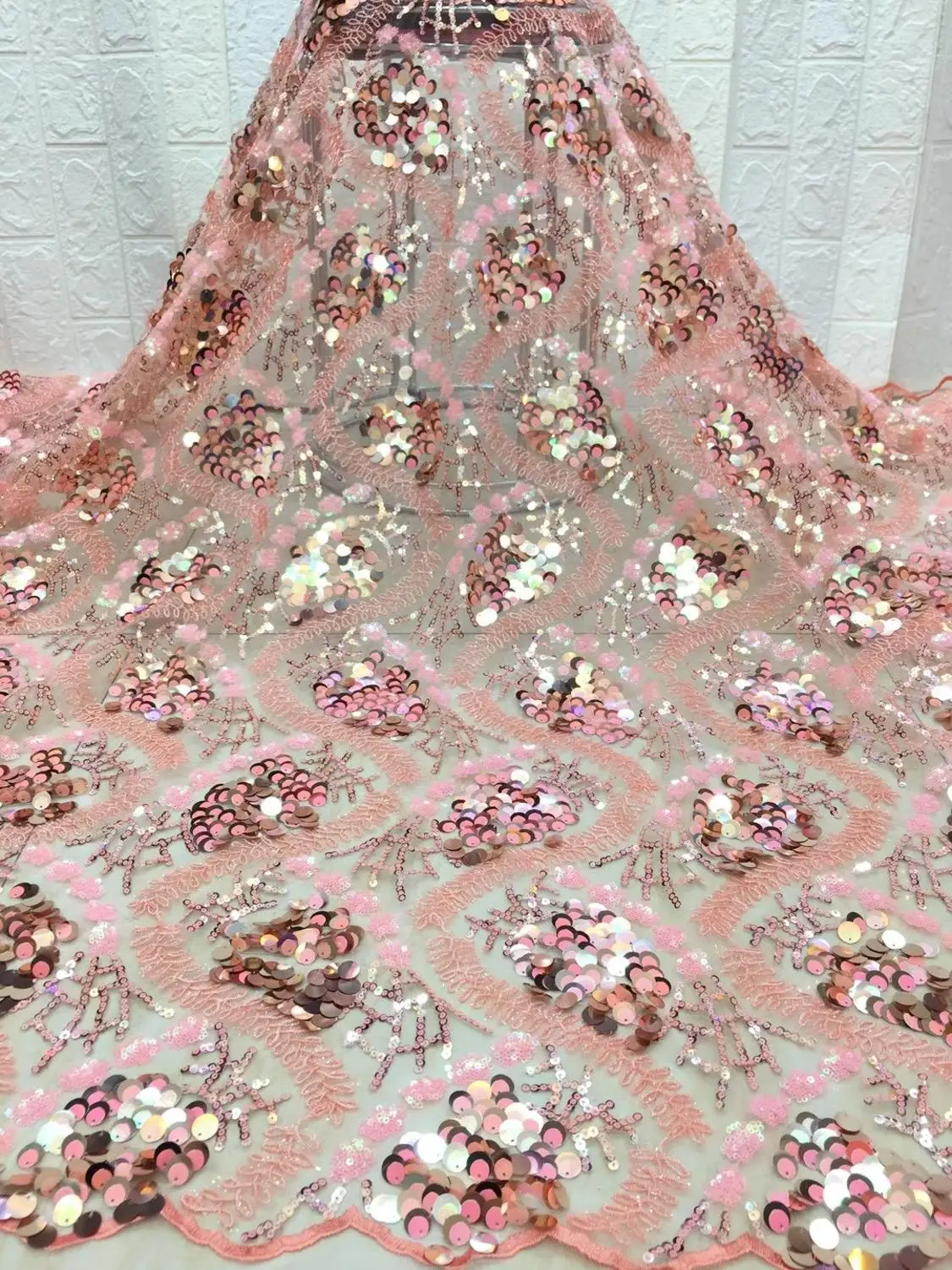 

Embroidered sequin lace fabric 5 yards 2020 new French luxury lace fabric XC-8110M