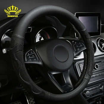 

PU leather car steering wheel cover non-slip Hexagon shape splicing universal high-end luxury steering wheel cover For most cars