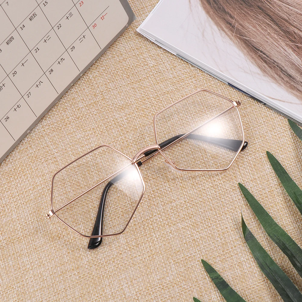 Новые Ретро многоугольные металлические простые очки для женщин и мужчин, прозрачные линзы, оптическая оправа для очков, очки для близорукости, оправа для женщин и мужчин