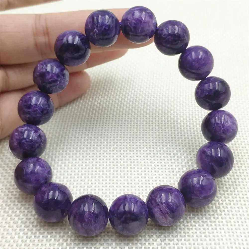 

100% Natural Purple Charoite Gemstone 12mm Round Beads Jewelry Bracelet For Women Men Russian Russia Healing Stone AAAAA