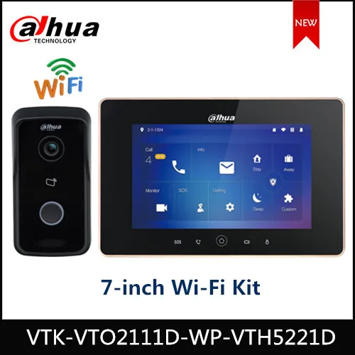 Dahua Indoor Monitor WiFi Kit Remote intercom VTO2111D-WP VTH5221D 7'' capacitive touch screen Alarm integration IPC surveillanc