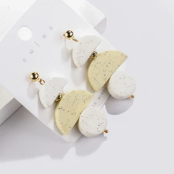 

AENSOA 2020 Korean Unique Beige Polymer Clay Earrings For Women Fashion Geometric Statement Earrings Party Jewelry Pendientes