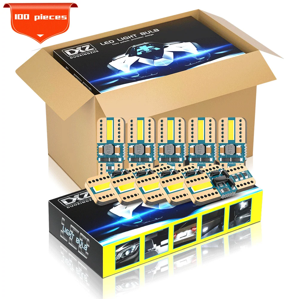 DXZ 100PCS T10 LED Car W5W Bulbs Canbus 168 194 2-SMD 6000K White Interior Dome Map Parking Lights Error Free Non-polar |
