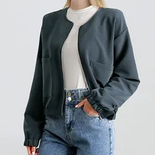 Верхняя одежда и пальто, куртки, женские модные женские топы на молнии, блуза для отдыха с длинными рукавами, свободное однотонное пальто jaqueta feminina