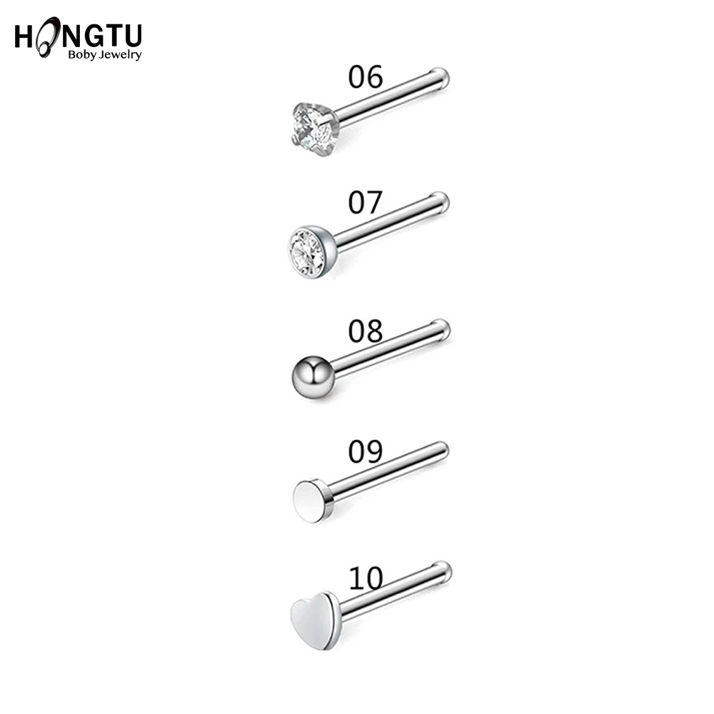 HONGTU Stainless Steel Nose Ring Studs Hoop for Women 20g Nose Ring CZ L Shape Nose Piercing Septum Piercing Body Jewelry Gift