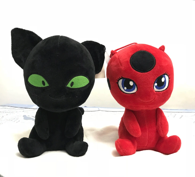

18cm Red Ladybug Adrien and Black Cat Noir Marinette Ladybug Plagg Tikki Plush Kids Birthday Christmas Gifts