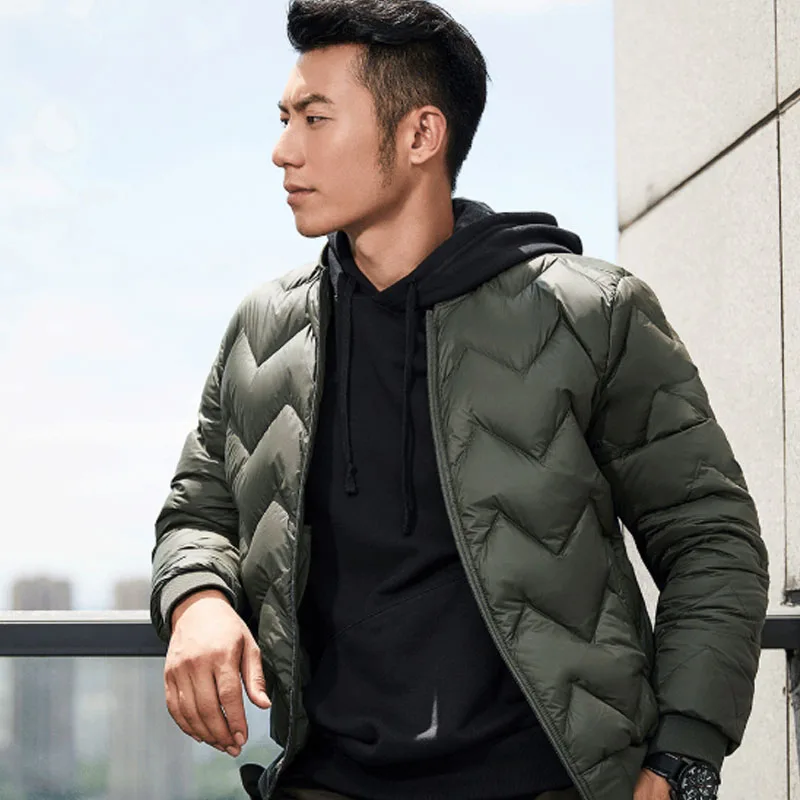  Original Xiaomi ULeemark Men Down Baseball Jacket Casual Zip Jacket Multi Pocket Ultra-light Warm W