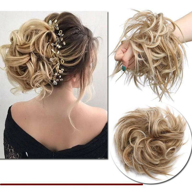 

Messy Hair Bun Scrunchy Hairpiece Extensions Synthetic Wig Ring Women High Temperature Fibe Synthetic Wig Ring Wrap Chignon