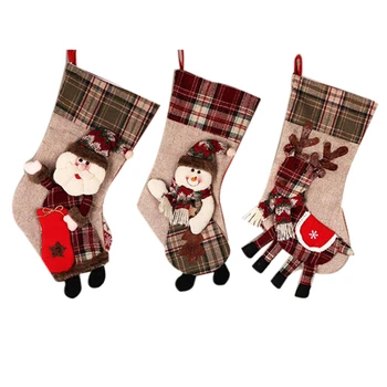 

3-Piece Set of Christmas Supplies Christmas Socks Decoration Pendant Gift Bag Gift Bag