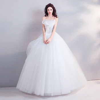 

Wedding Dress White Shiny Sequined Ball Gowns Strapless Tiered Ruched vestido de novia Sexy Lace Up Elegant Bridal Dresses E190