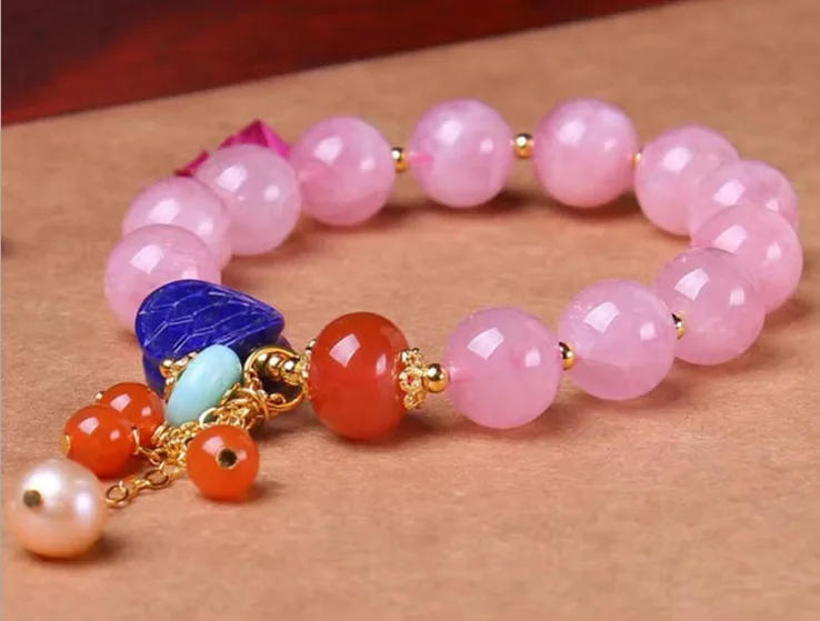 

Horse Pink Crystal Bracelets Natural Lapis Lazuli South Red Amazonston Pearl S925 Silver Plated 24k Gold Accessories DIY Jewelry