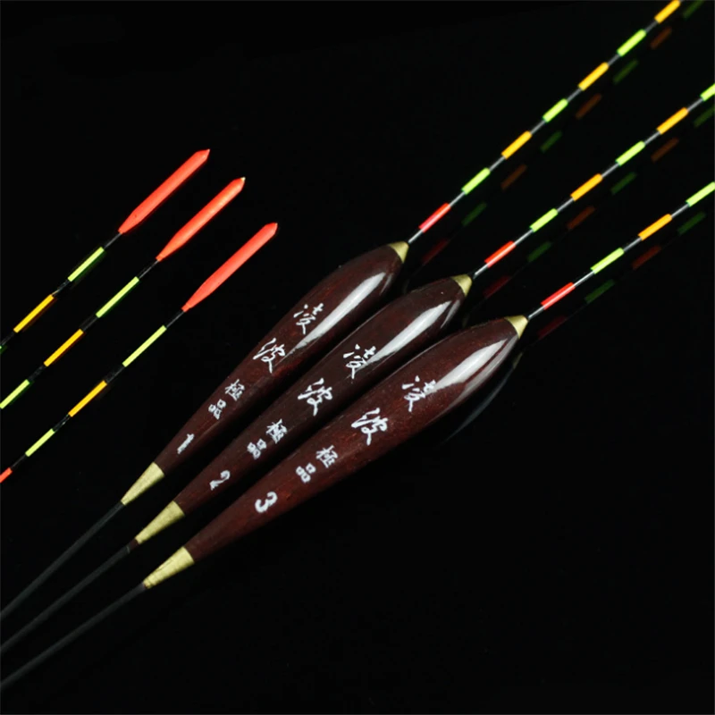 Fishing Float 3pcs Wood Fluorescent Bobber Luminous Marked Bold Fishing Light Accessories