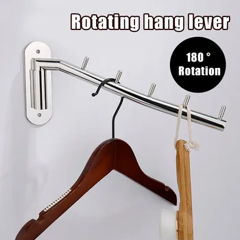 

Swivel Folding Wall Hangers Wall Mounted Stainless Steel Clothes Hanger Rack Swiveling Towel Hanger Space-saving G3