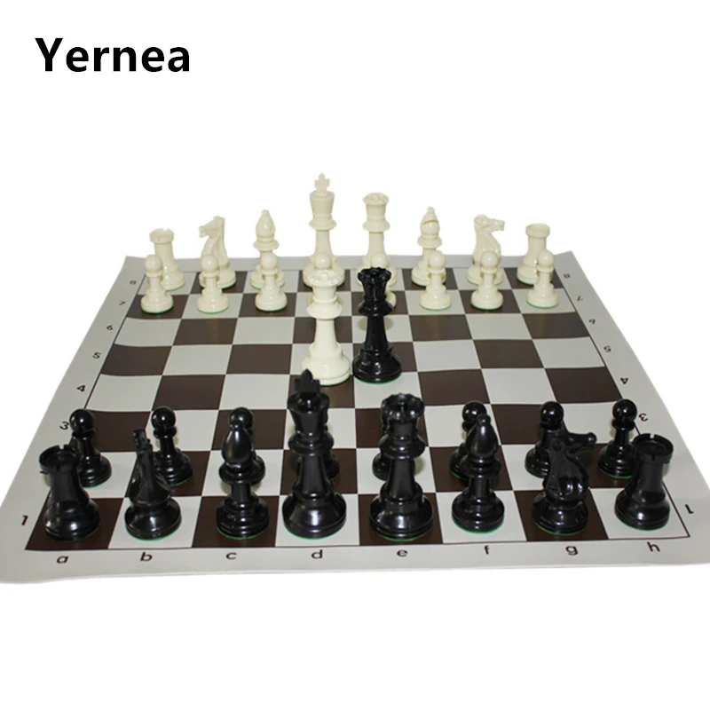 International Standard Chess Game Set Competition King 97mm(3.82inch) Large Plastic Chess Set with Chessboard 4 Rear Game Yernea board game magnetic chess set