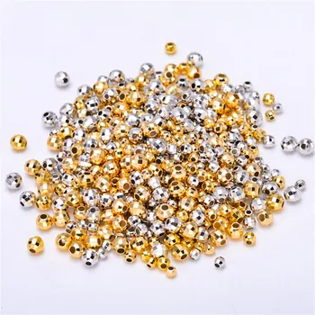 

925 Sterling silver beads(100 Pieces/Lot) 2.5MM-3MM-4MM Diamond Cutting Spacer Beads Jewelry Making Diy Handmade Materials