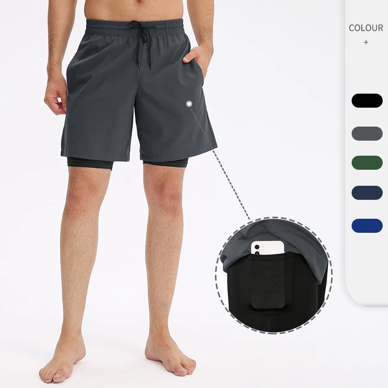 Summer Men Shorts Men 2 In 1 Running Shorts Fitness Training Gym Sports