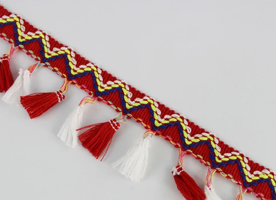 5yards Tassel Lace Fringe Trim Mixed Tassel 5.5cm drop Fringe Trimming Neon color lace tassel Sewing Accessory - Цвет: Red