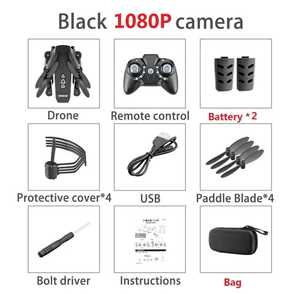 1080P 2B Bag KK8 Дрон мини air pix Квадрокоптер HD камера 1080p Дрон селфи Квадрокоптер Wifi FPV дроны жесты самолет подарок для мальчика Дети - Цвет: 1080P 2B Bag