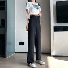 

Casual High Waist Loose Wide Leg Pants for Women Autumn Summer New Loose Female Floor-Length Black Suits Pants Ladies Trousers