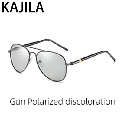 Gun Change Color Овальные поляризационные солнцезащитные очки для мужчин, Новое поступление, зеркальные солнцезащитные очки для мужчин, очки ночного видения для вождения - Цвет линз: Gun Change Color