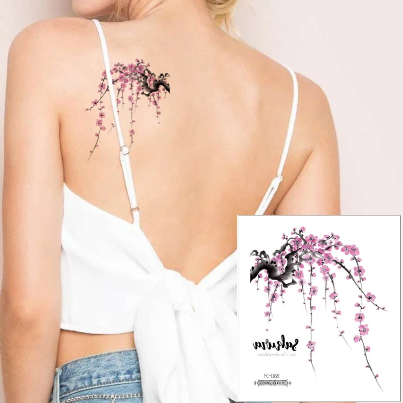 Fiore Di Rosa Sakura Albero Autoadesivo Del Tatuaggio Amore E Come Di Ciliegio Dolce Parole Per La Donna Della Ragazza Del Tatuaggio Temporaneo Body Art Braccio Posteriore Tatuaggi Temporanei Aliexpress