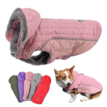 

Winter Dog Clothes Thick Fleece Warm Dog Clothing Winter Dog Jacket Reflective Adjustable Belly Quilted Dog Coat Removable Hood