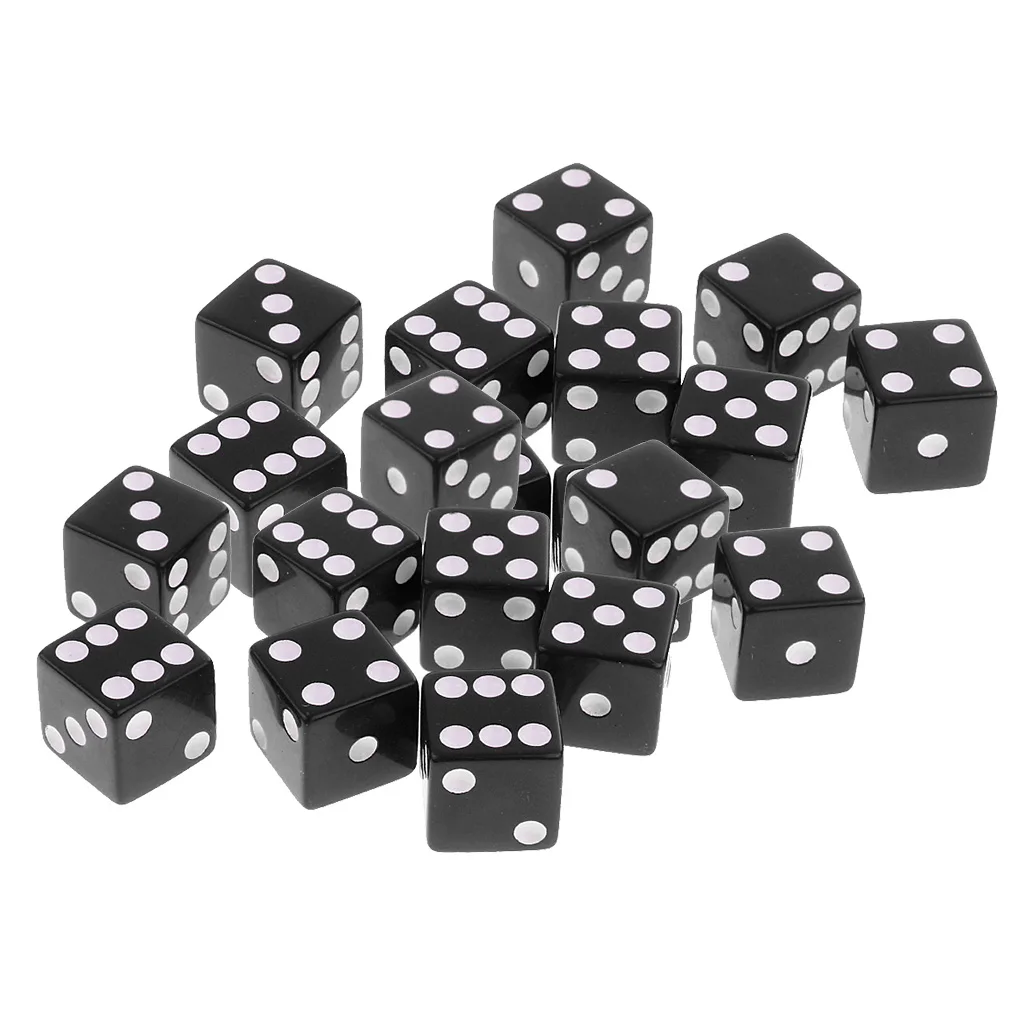 20x Six Sided D6 Digital Dice Party Gaming Dice for D&D RPG MTG Board Table Games Toy Black