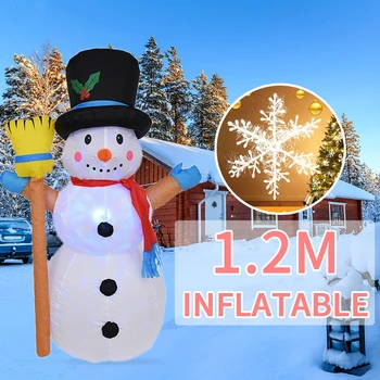 

1.2M Christmas Snowman LED Light Inflatable Doll Broom Cover Winter Party Props Yard Outdoor Decoration Supplies With Fan