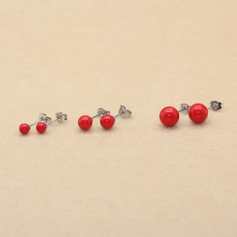 

Red Nature Pearls Stud Earrings The Metal is 316L Stainless Steel No Fade Allergy Free