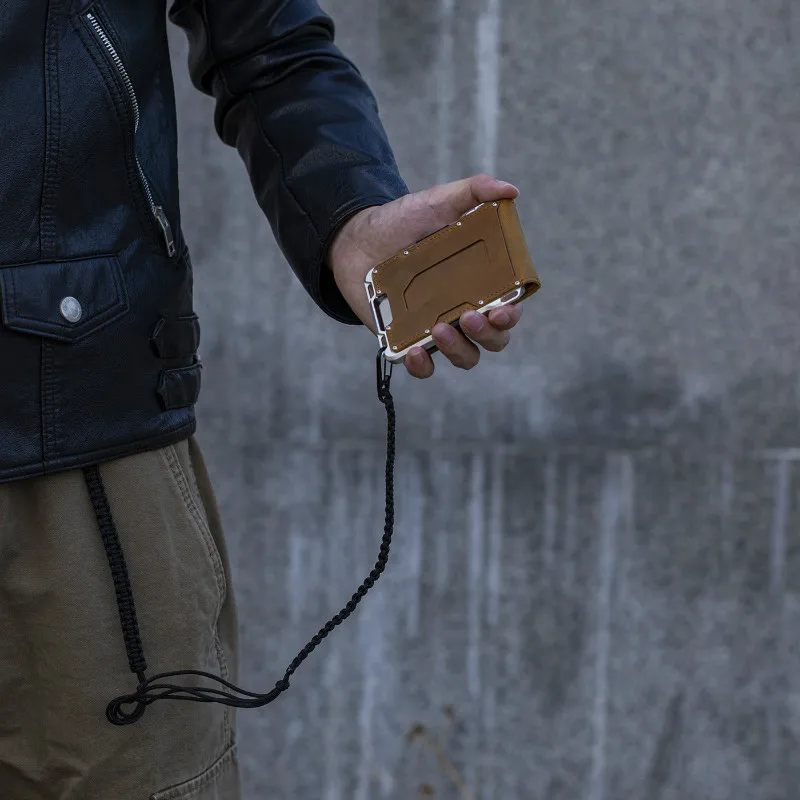 VM FASHION KISS 미니멀리스트 지갑 세트 가죽 금속 Rfid 신용 카드 소지자 Antithieft Bifold Money Bag Business Badge
