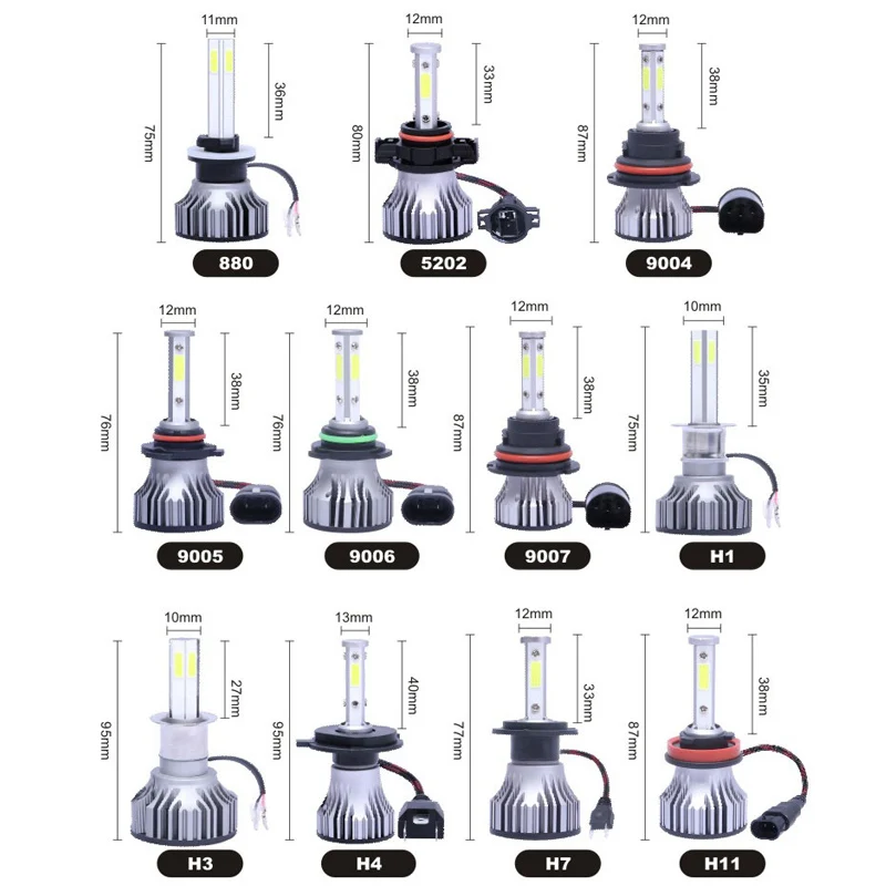 2 шт./лот 5202/9005/9006/9012/H4/H7/H8/H11 4 стороны 72W фары для 8000LM 6500 к туман светильник комплект автомобильных светодиодных фар IP67 Водонепроницаемый