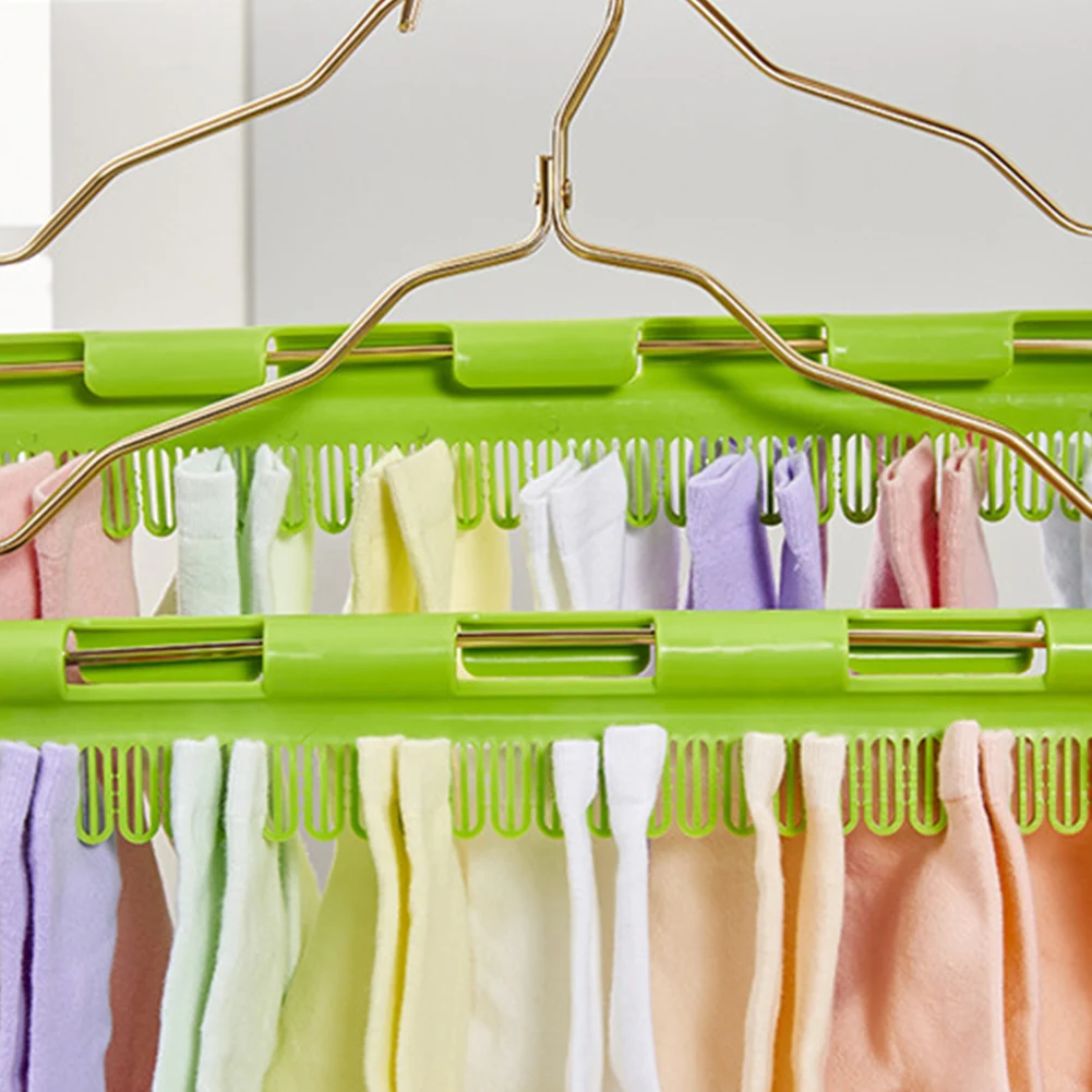 2 Pcs Rack Anti Skid Storage Windproof Laundry Towel Comb Design Socks Clip Clamp Hanging Durable Household Hanger Plastic